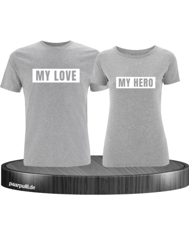 My Love My Hero Partner T-Shirts in grau My Love My Hero Partner T-Shirts in grau