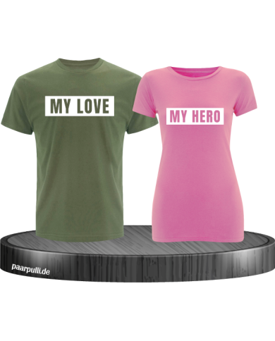 My Love My Hero Partner T-Shirts in khaki rosa My Love My Hero Partner T-Shirts in khaki rosa