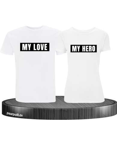 My Love My Hero Partner T-Shirts in weiß My Love My Hero Partner T-Shirts in weiß