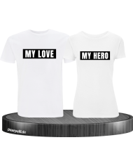 My Love My Hero Partner T-Shirts in weiß