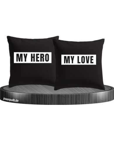 My Love und My Hero Partnerlook Kissenbezüge Set My Love und My Hero Partnerlook Kissenbezüge Set