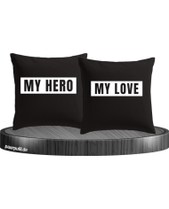 My Love und My Hero Partnerlook Kissenbezüge Set