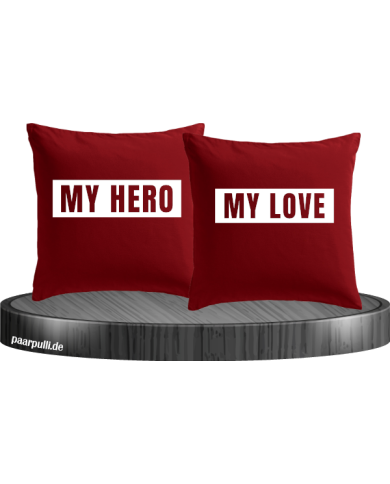 My Love und My Hero Partnerlook Kissenbezüge Set My Love und My Hero Partnerlook Kissenbezüge Set