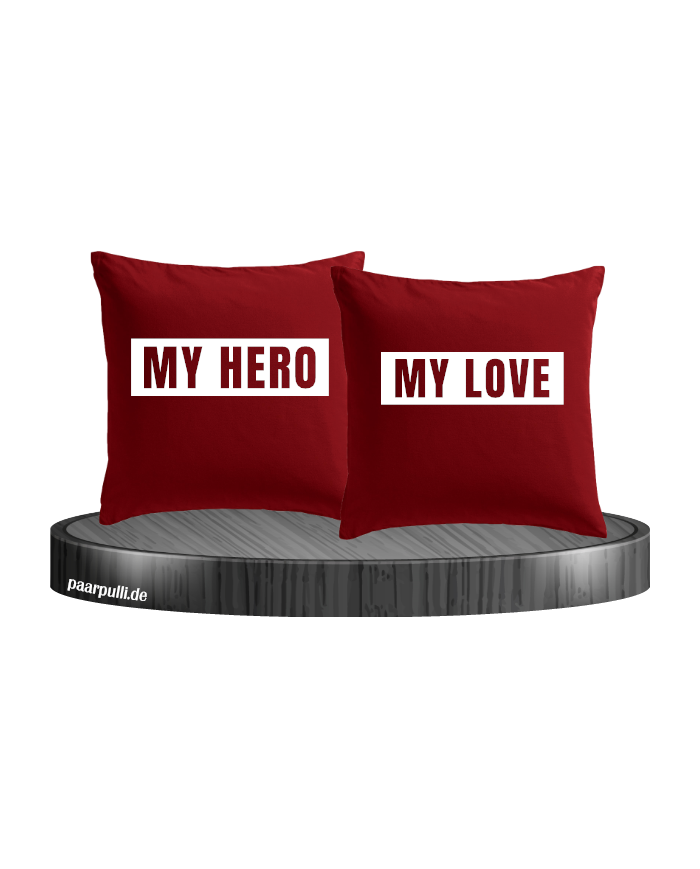 My Love und My Hero Partnerlook Kissenbezüge Set