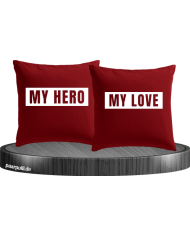 My Love und My Hero Partnerlook Kissenbezüge Set
