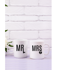 Mr. und Mrs. mit Schloss und Schlüssel Tassen-Set