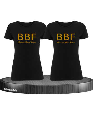 BBF T-Shirt Set - Blonde Best Friend & Brunette Best Friend schwarz gold