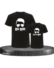 Vater&Sohn Family Shirt Set mit Big Man und little man schwarz
