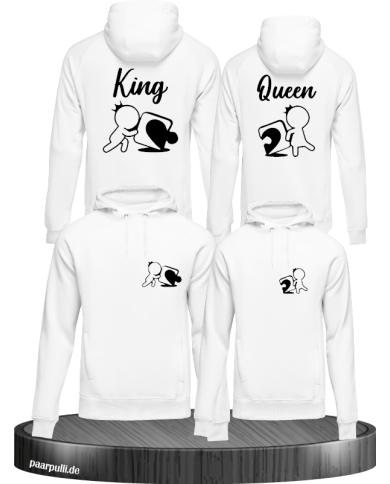 King Queen Puzzle Hoodies in weiß