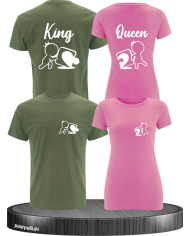 King Queen Puzzle Shirts in grün-rosa