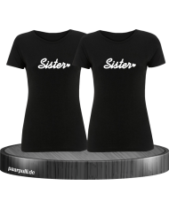 Sister Herz Shirts schwarz
