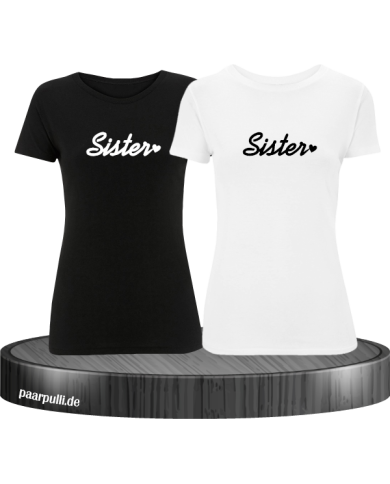 Sister Herz Shirts schwarz-weiß Sister Herz Shirts schwarz-weiß