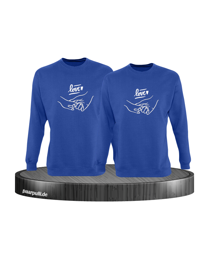 Haltende Hände Sweater blau