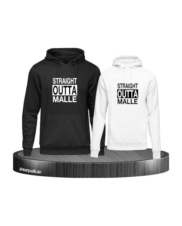 Straight Outta Malle Kapuzenpullover schwarz-weiß