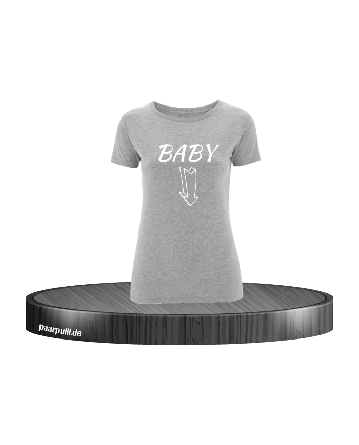 Baby mit Pfeil Damenshirt grau