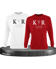 Sweater Couple Set - mit Wunschname und Datum im edlen Stil