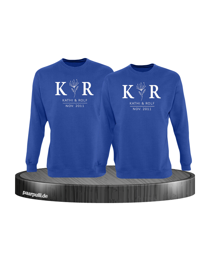 Sweater Couple Set - mit Wunschname und Datum im edlen Stil
