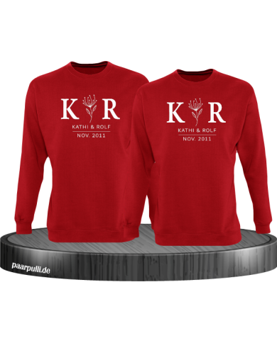 Sweater Couple Set - mit Wunschname und Datum im edlen Stil Sweater Couple Set - mit Wunschname und Datum im edlen Stil