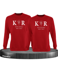 Sweater Couple Set - mit Wunschname und Datum im edlen Stil