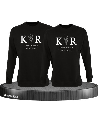 Sweater Couple Set - mit Wunschname und Datum im edlen Stil Sweater Couple Set - mit Wunschname und Datum im edlen Stil