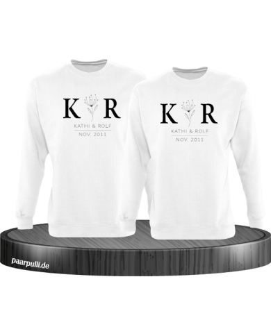 Sweater Couple Set - mit Wunschname und Datum im edlen Stil Sweater Couple Set - mit Wunschname und Datum im edlen Stil