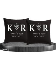 Kissenbezugs Set mit Wunschname, Datum und Blumen Aufdruck. Set