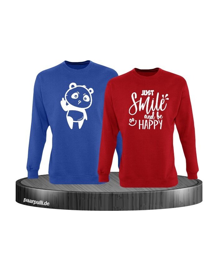 Just Smile and be Happy blau rot