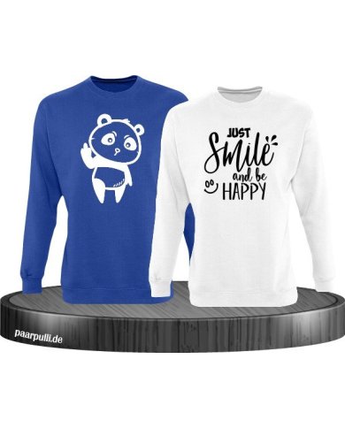 Just Smile and be Happy blau weiß Just Smile and be Happy blau weiß