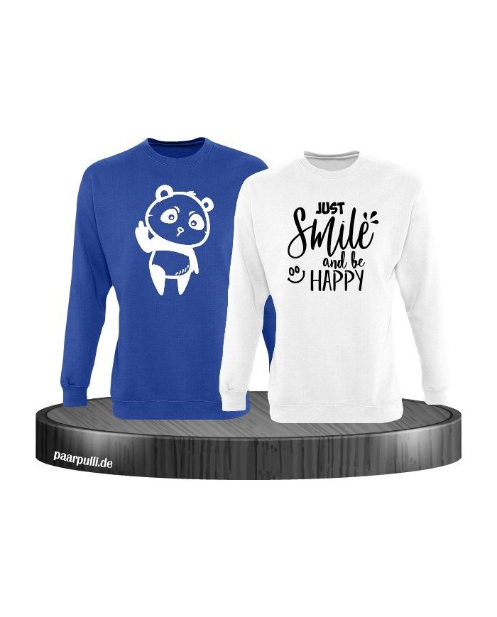 Just Smile and be Happy blau weiß