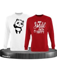 Sweatshirt Set mit "Just Smile and be Happy" Aufdruck und wütendem Panda Design