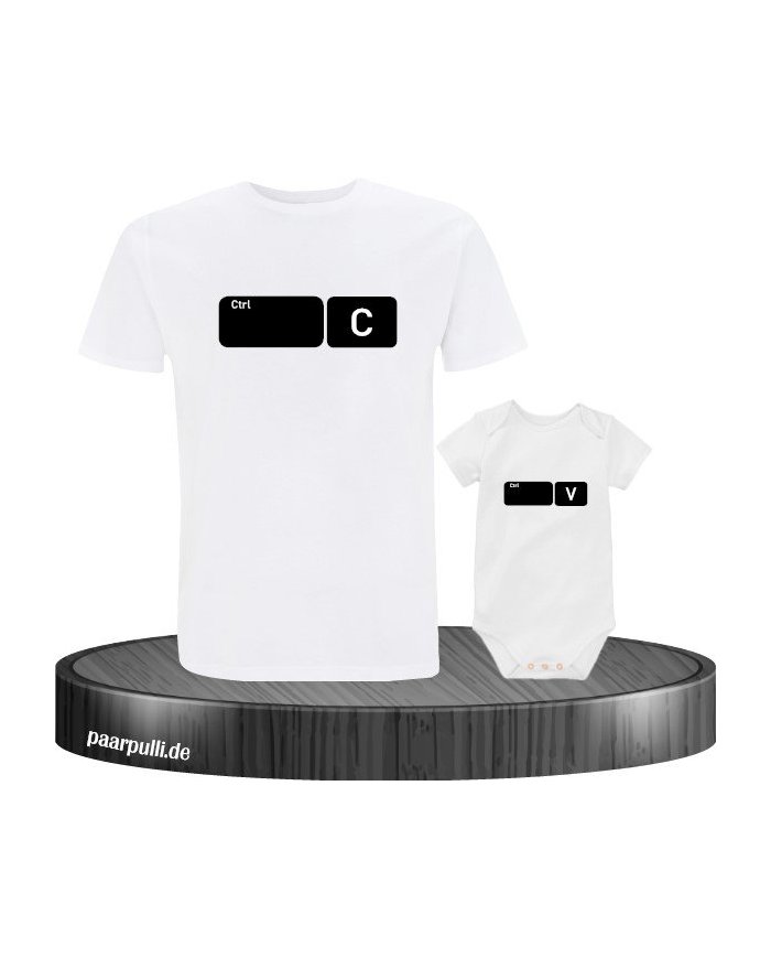"Strg C" und "Strg V" Button Design Vater und Baby T-Shirts