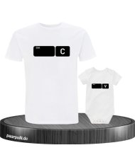 "Strg C" und "Strg V" Button Design Vater und Baby T-Shirts