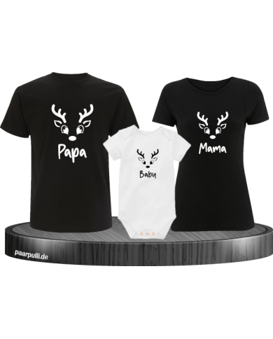Rentier Papa Mama und Baby schwarz-weiß Rentier Papa Mama und Baby schwarz-weiß