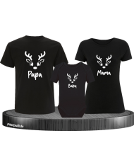 Rentier Papa Mama und Baby Familienlook mit Baby-Body