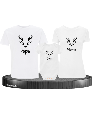 Rentier Papa Mama und Baby Shirt weiß Rentier Papa Mama und Baby Shirt weiß