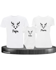Rentier Papa Mama und Baby Shirt weiß