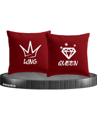 King Queen Graffiti Kissen-Set in Rot Set
