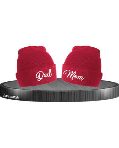 Mom und Dad Partnerlook Beanies rot Mom und Dad Partnerlook Beanies rot