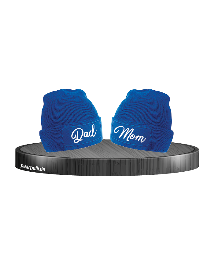 Mom und Dad Partnerlook Beanies blau