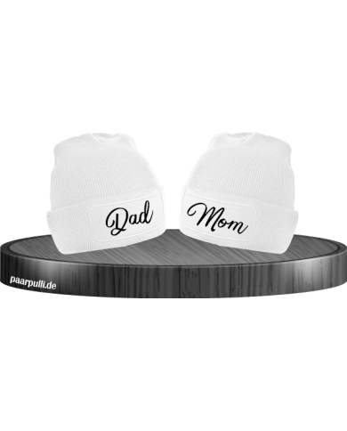 Mom und Dad Partnerlook Beanies weiß Mom und Dad Partnerlook Beanies weiß