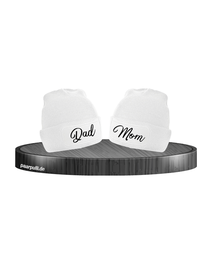 Mom und Dad Partnerlook Beanies weiß
