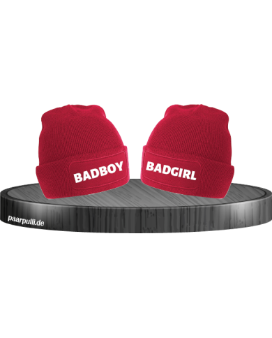 Badboy und Badgirl Partnerlook Beanies rot Badboy und Badgirl Partnerlook Beanies rot