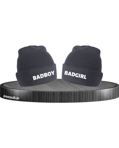 Badboy und Badgirl Partnerlook Beanies schwarz Badboy und Badgirl Partnerlook Beanies schwarz