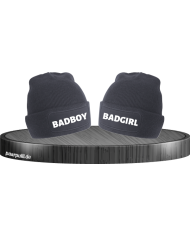 Badboy und Badgirl Partnerlook Beanies schwarz