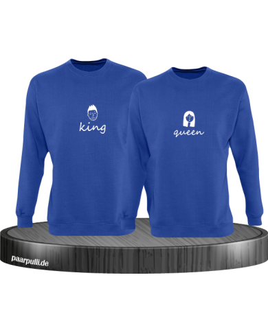 King & Queen Doodle Sweatshirt Couple Set blau King & Queen Doodle Sweatshirt Couple Set blau