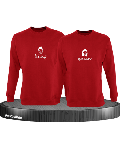 King & Queen Doodle Sweatshirt Couple Set rot King & Queen Doodle Sweatshirt Couple Set rot