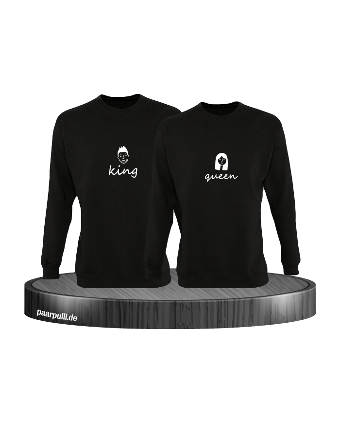 King & Queen Doodle Sweatshirt Couple Set schwarz