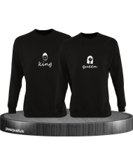 King & Queen Doodle Sweatshirt Couple Set schwarz