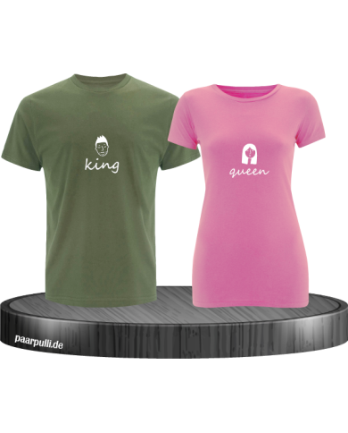 King & Queen Doodle T-Shirt grün rosa King & Queen Doodle T-Shirt grün rosa