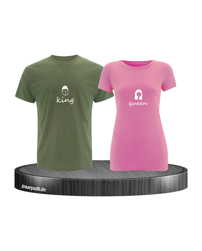 King & Queen Doodle T-Shirt grün rosa